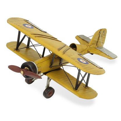 6" Yellow and Black Metal Hand Painted Model Airplane Tabletop Sculpture HomeRoots