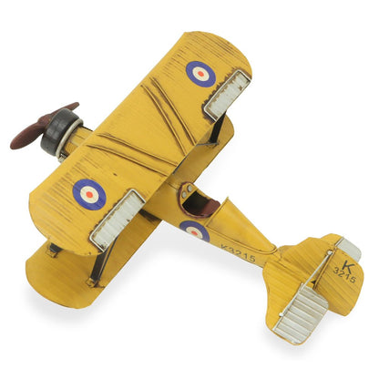 6" Yellow and Black Metal Hand Painted Model Airplane Tabletop Sculpture HomeRoots