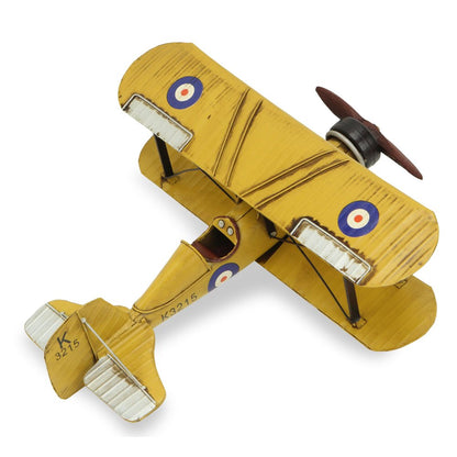 6" Yellow and Black Metal Hand Painted Model Airplane Tabletop Sculpture HomeRoots