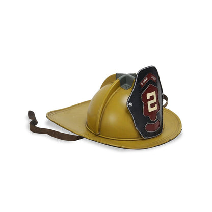 8" Yellow and Black Metal Fireman Hat Hand Painted Tabletop Sculpture HomeRoots