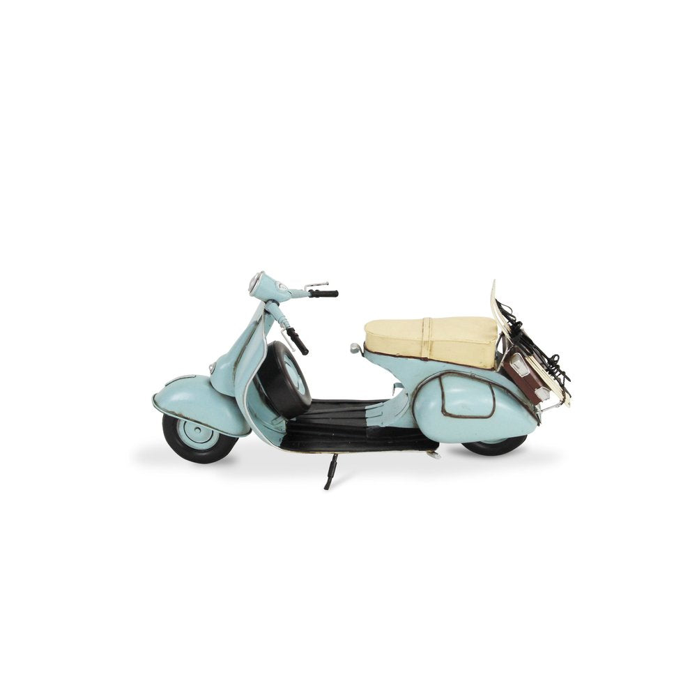 8" Blue and Black Metal Hand Painted Model Motorcycle Tabletop Sculpture HomeRoots
