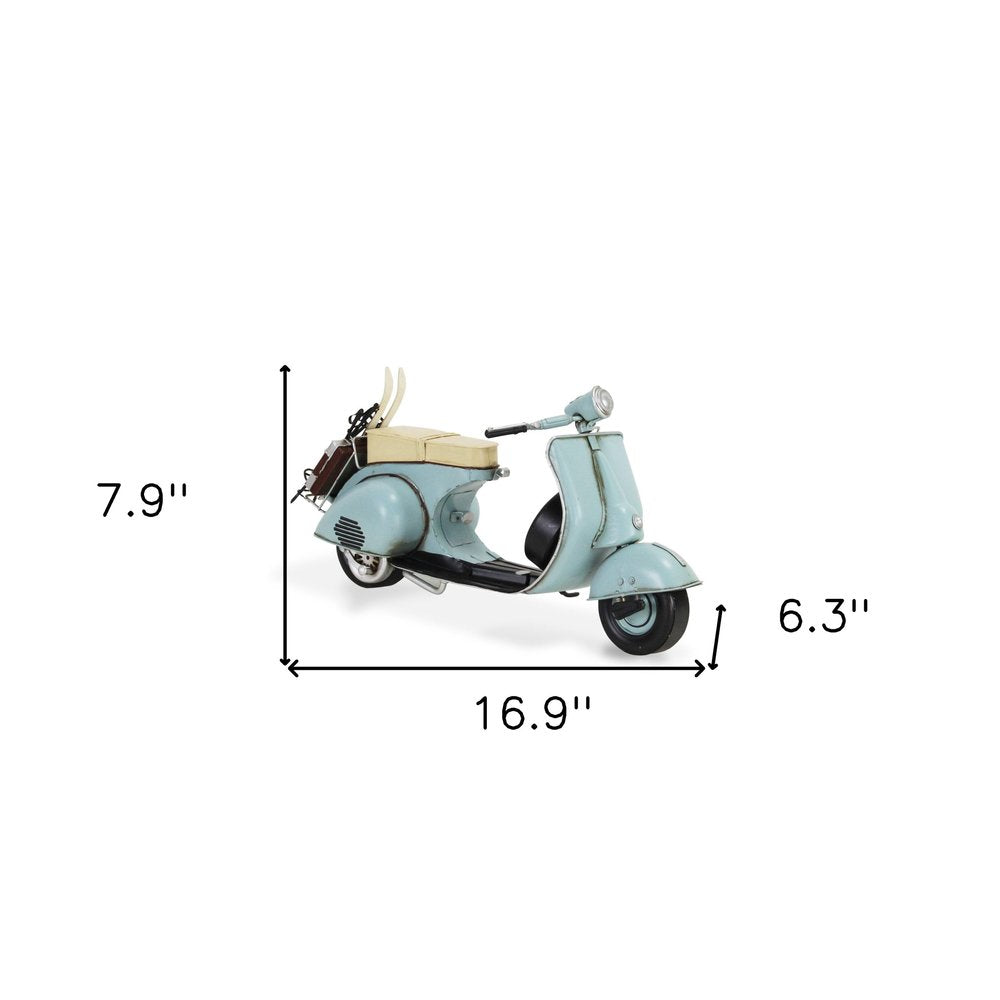 8" Blue and Black Metal Hand Painted Model Motorcycle Tabletop Sculpture HomeRoots