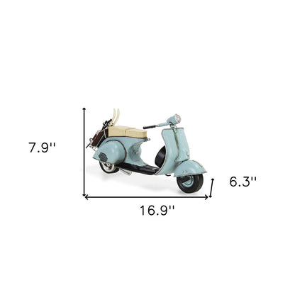 8" Blue and Black Metal Hand Painted Model Motorcycle Tabletop Sculpture HomeRoots