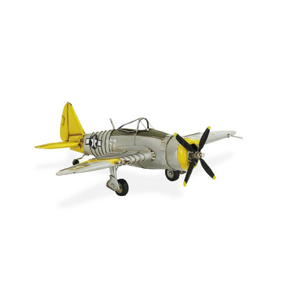 4" Yellow and Gray Metal Hand Painted P-47D Thunderbolt Model Airplane HomeRoots