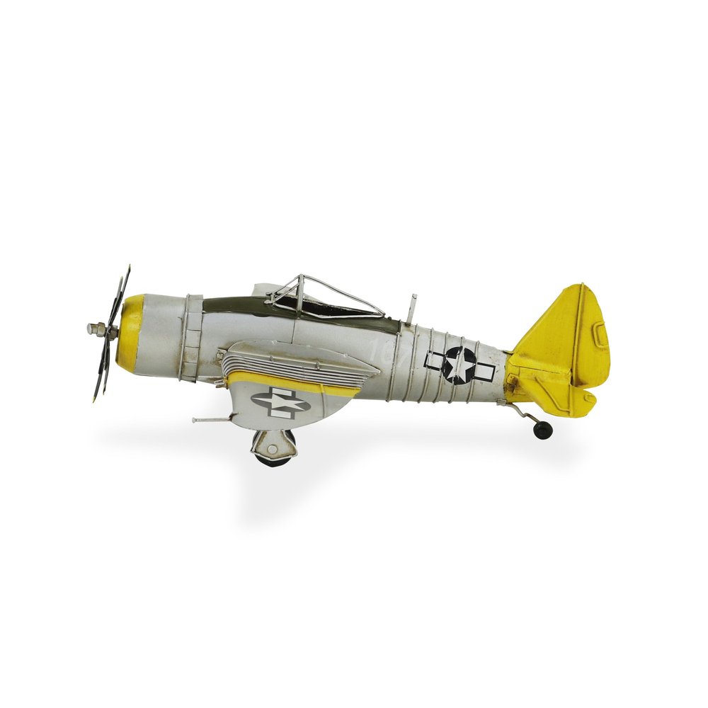 4" Yellow and Gray Metal Hand Painted P-47D Thunderbolt Model Airplane HomeRoots