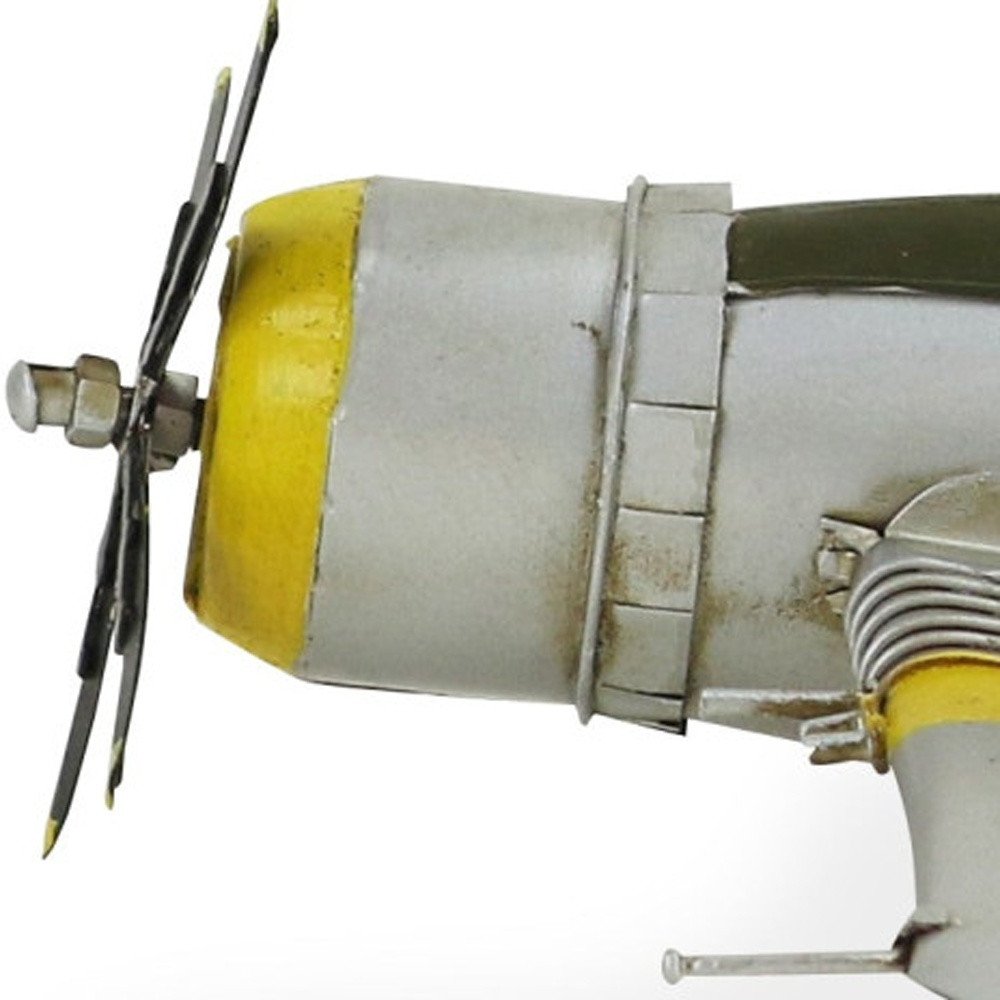 4" Yellow and Gray Metal Hand Painted P-47D Thunderbolt Model Airplane HomeRoots