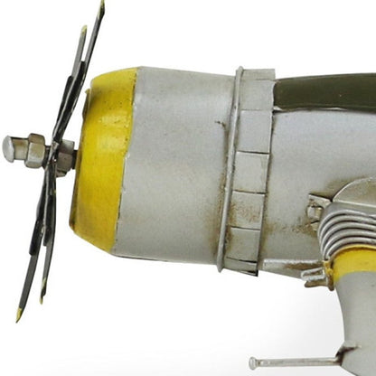 4" Yellow and Gray Metal Hand Painted P-47D Thunderbolt Model Airplane HomeRoots