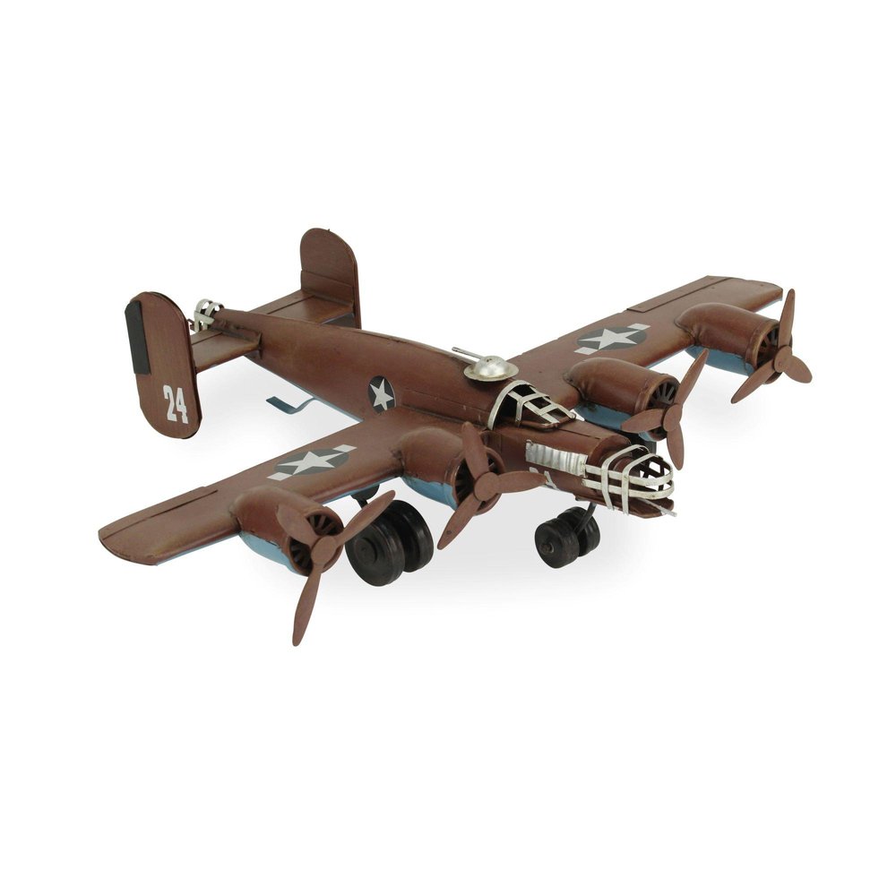 3" Brown and Silver Metal Hand Painted 1941 "B-24" Liberator Model Airplane HomeRoots