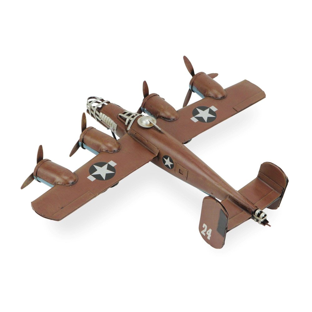 3" Brown and Silver Metal Hand Painted 1941 "B-24" Liberator Model Airplane HomeRoots