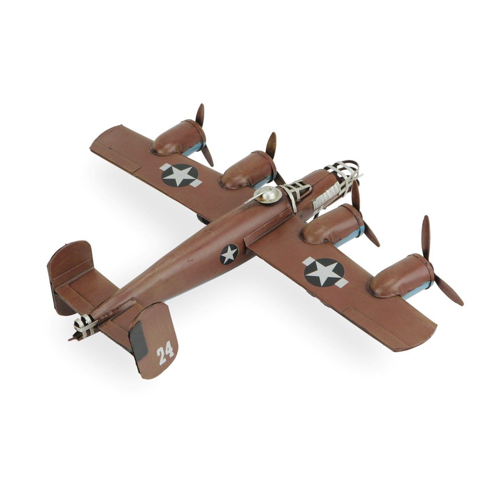 3" Brown and Silver Metal Hand Painted 1941 "B-24" Liberator Model Airplane HomeRoots