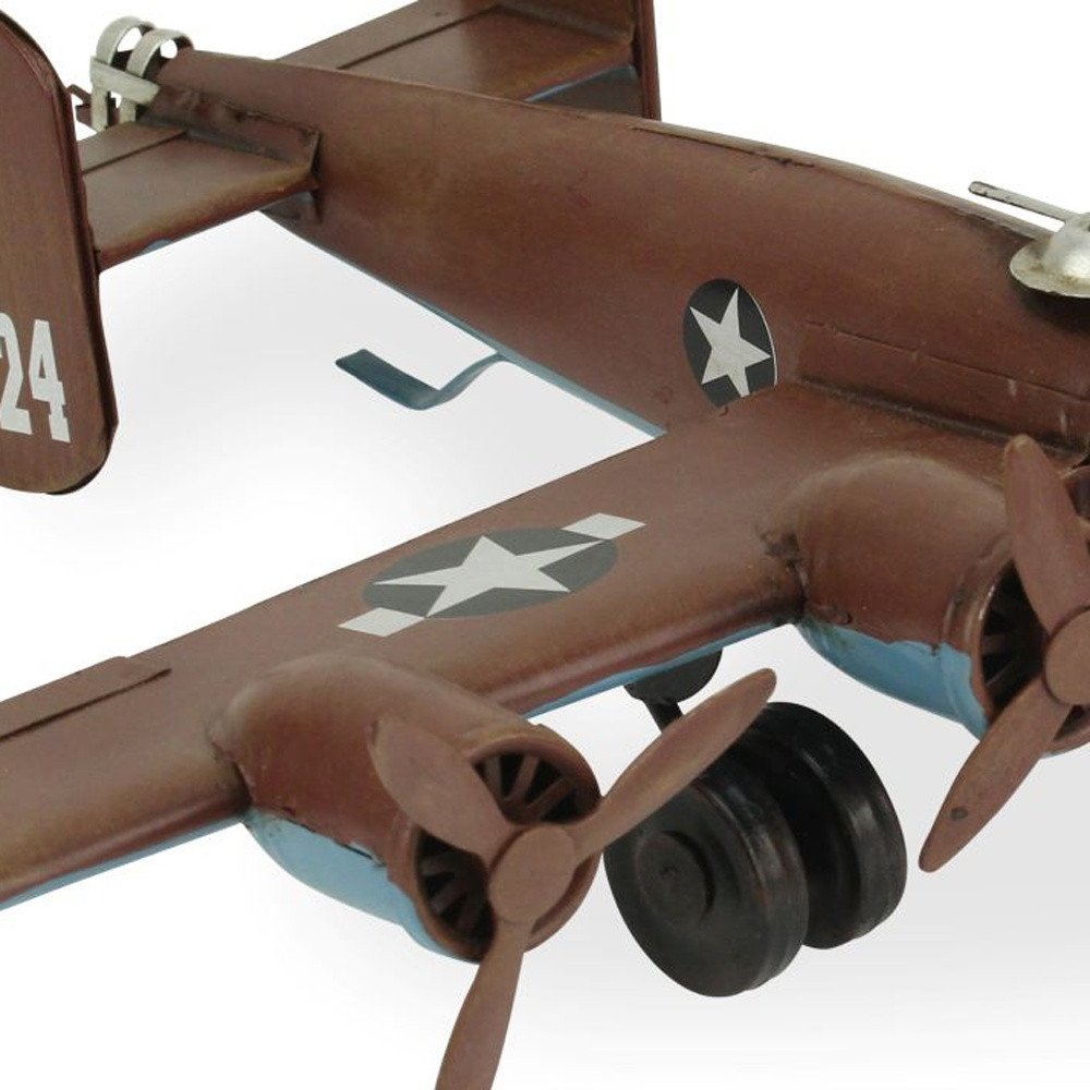 3" Brown and Silver Metal Hand Painted 1941 "B-24" Liberator Model Airplane HomeRoots