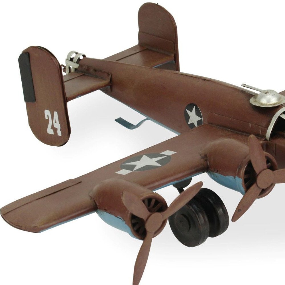3" Brown and Silver Metal Hand Painted 1941 "B-24" Liberator Model Airplane HomeRoots