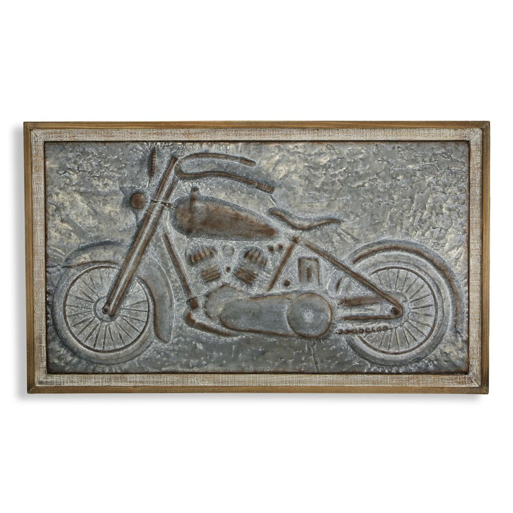 23" X 39" Gray and Brown Wood and Metal Wall Decor — view 1