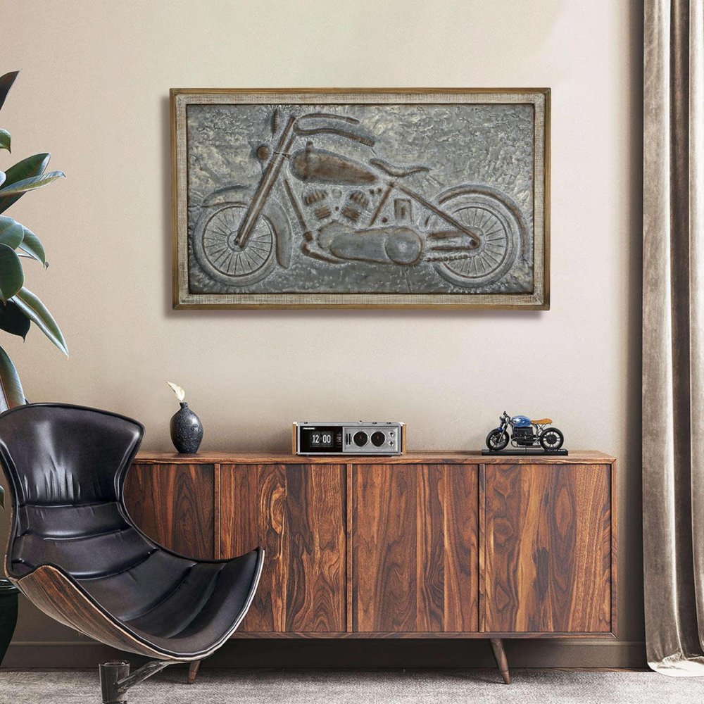 23" X 39" Gray and Brown Wood and Metal Wall Decor — view 2