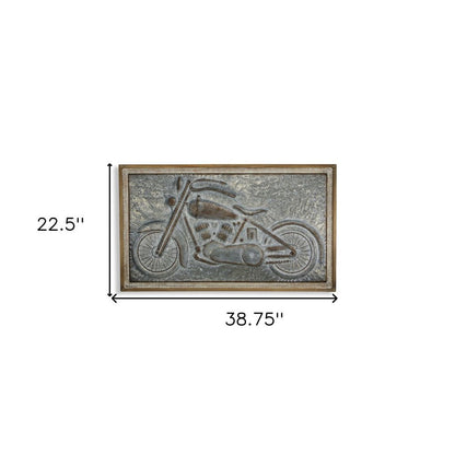 23" X 39" Gray and Brown Wood and Metal Wall Decor