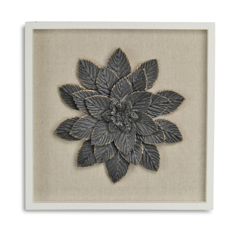 12" X 13" Black And Gold Flower Wood and Metal Wall Decor — view 1