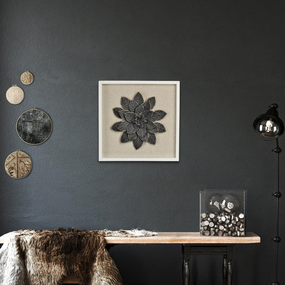 12" X 13" Black And Gold Flower Wood and Metal Wall Decor — view 2
