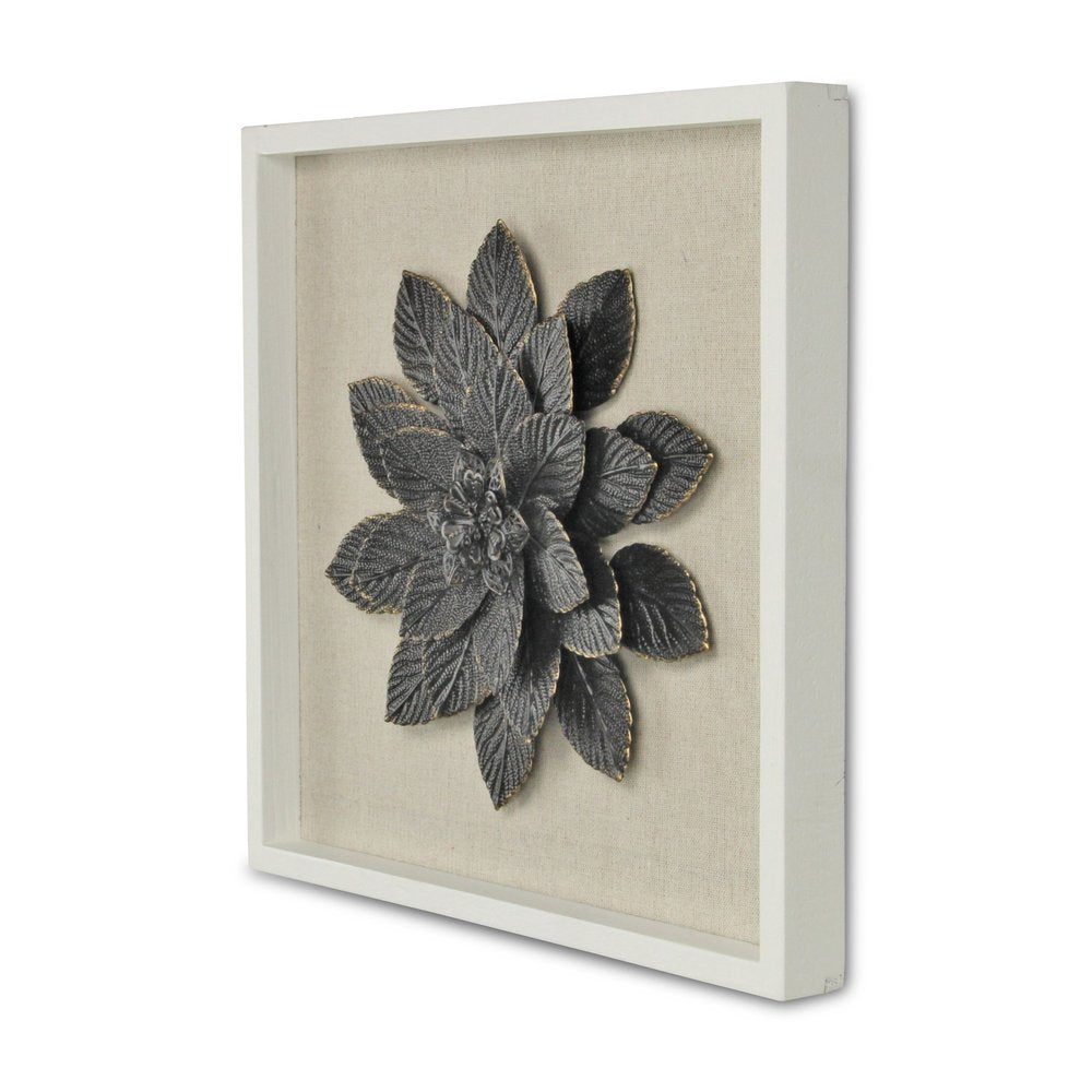 12" X 13" Black And Gold Flower Wood and Metal Wall Decor — view 4