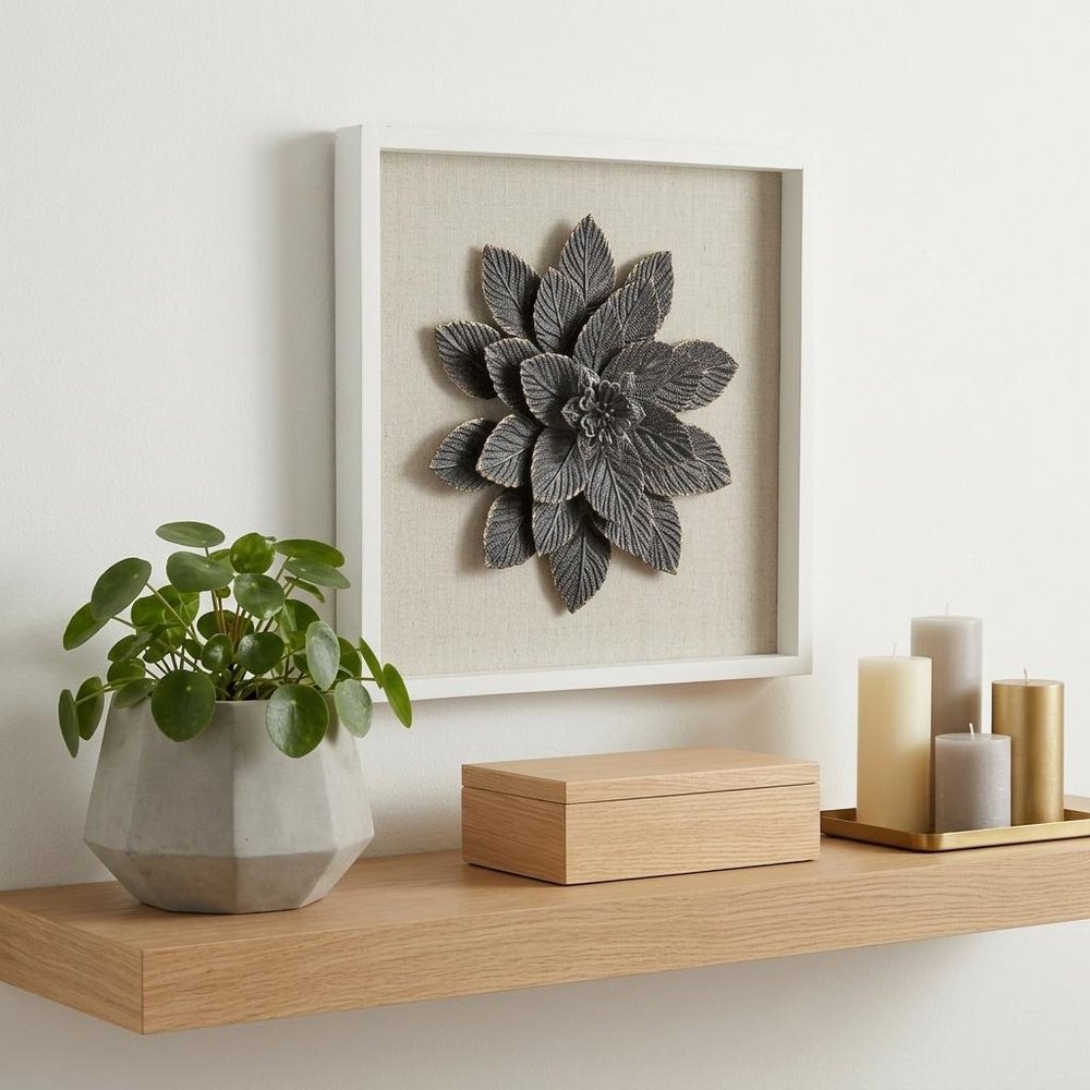 12" X 13" Black And Gold Flower Wood and Metal Wall Decor — view 6