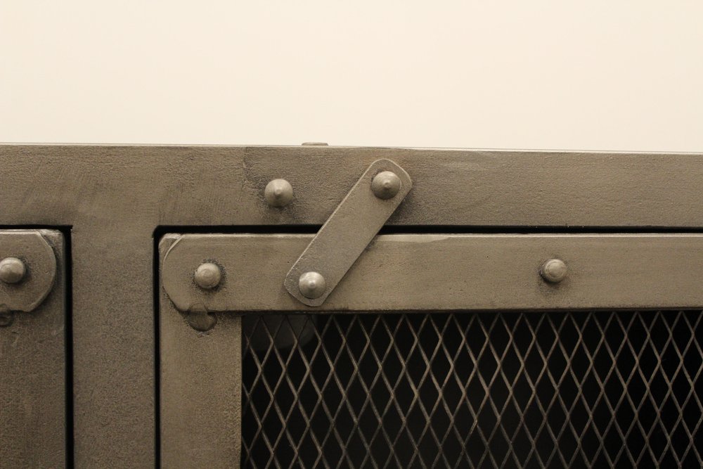 72" Dark Gray Metal Enclosed Storage TV Stand HomeRoots