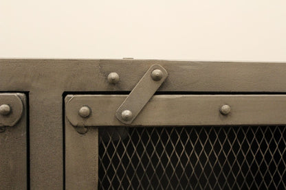 72" Dark Gray Metal Enclosed Storage TV Stand HomeRoots