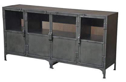 72" Dark Gray Metal Enclosed Storage TV Stand HomeRoots