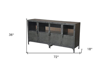72" Dark Gray Metal Enclosed Storage TV Stand HomeRoots