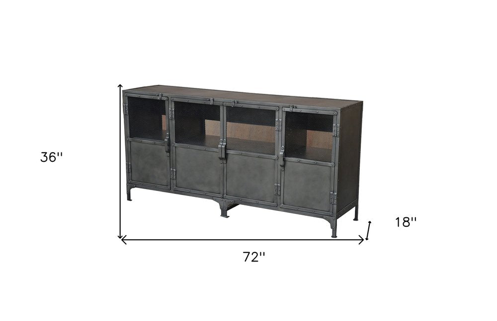 72" Dark Gray Metal Enclosed Storage TV Stand HomeRoots