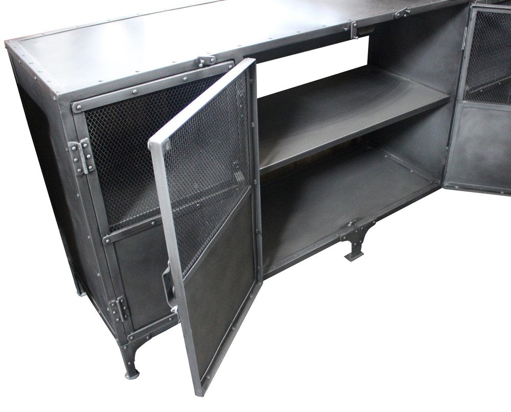 72" Dark Gray Metal Enclosed Storage TV Stand HomeRoots