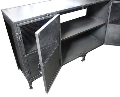 72" Dark Gray Metal Enclosed Storage TV Stand HomeRoots