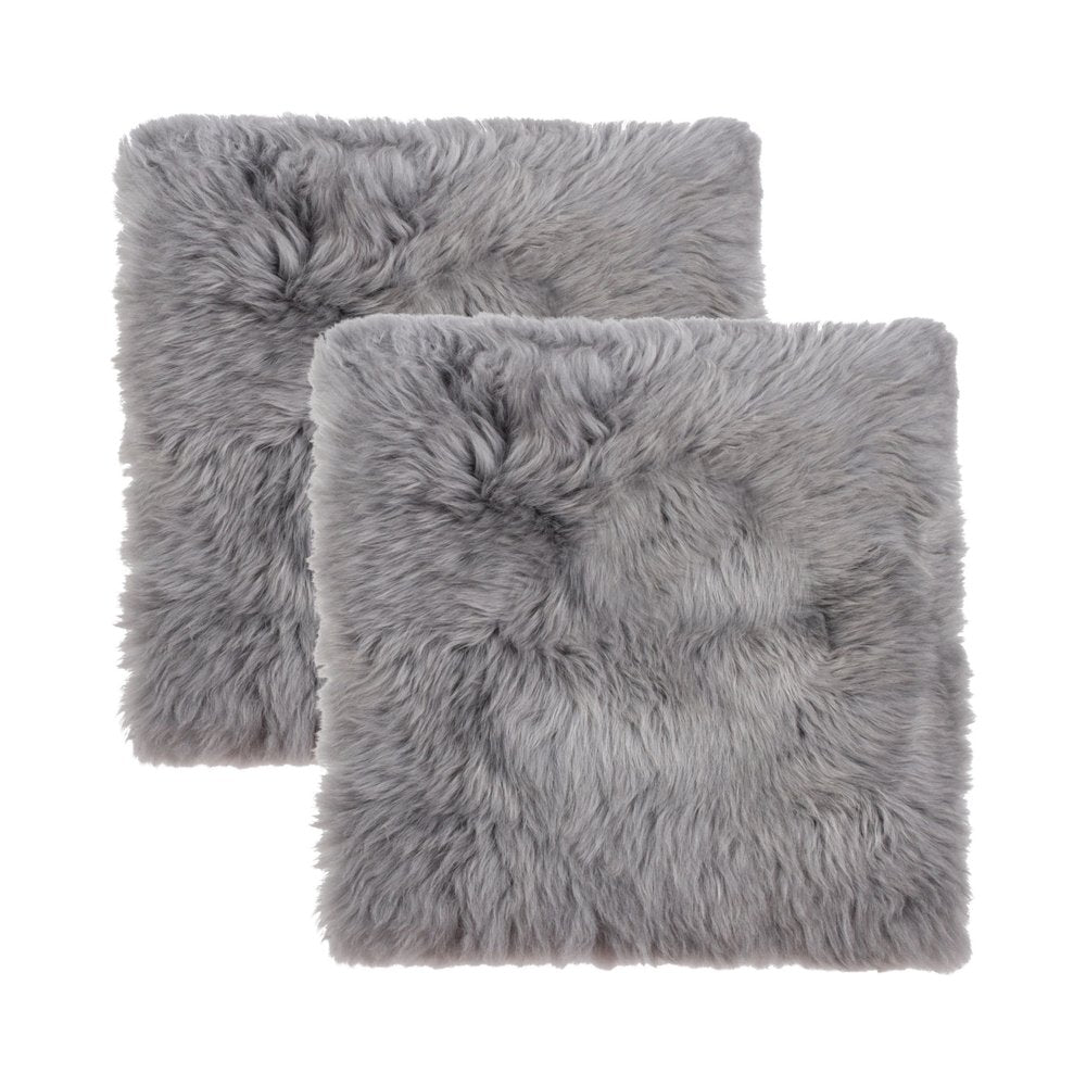 Set Of Two 17" X 17" Grey Wool Chair Pads HomeRoots