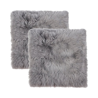Set Of Two 17" X 17" Grey Wool Chair Pads HomeRoots