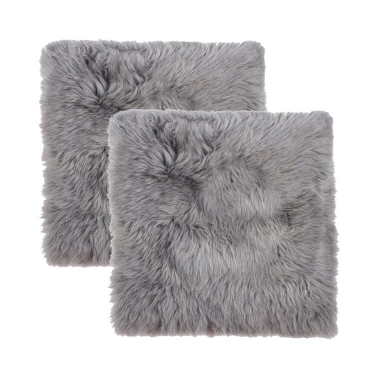 Set Of Two 17" X 17" Grey Wool Chair Pads HomeRoots