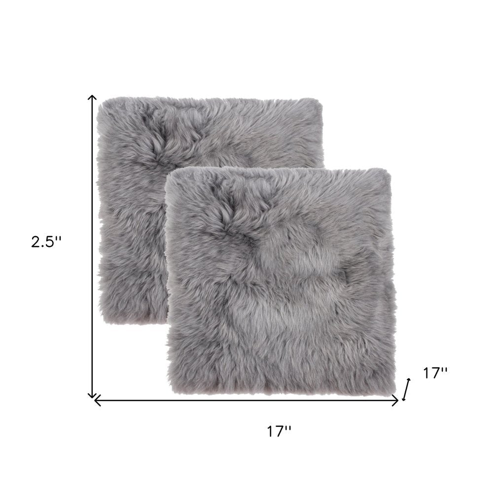 Set Of Two 17" X 17" Grey Wool Chair Pads HomeRoots