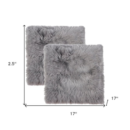Set Of Two 17" X 17" Grey Wool Chair Pads HomeRoots