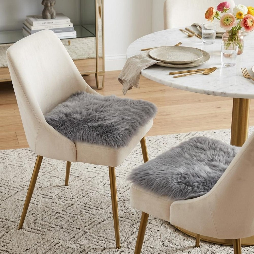 Set Of Two 17" X 17" Grey Wool Chair Pads HomeRoots