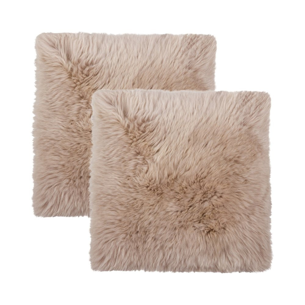 Set Of Two 17" X 17" Taupe Wool Solid Color Chair Pads HomeRoots