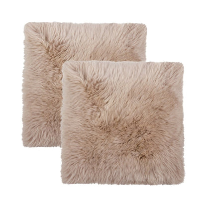 Set Of Two 17" X 17" Taupe Wool Solid Color Chair Pads HomeRoots