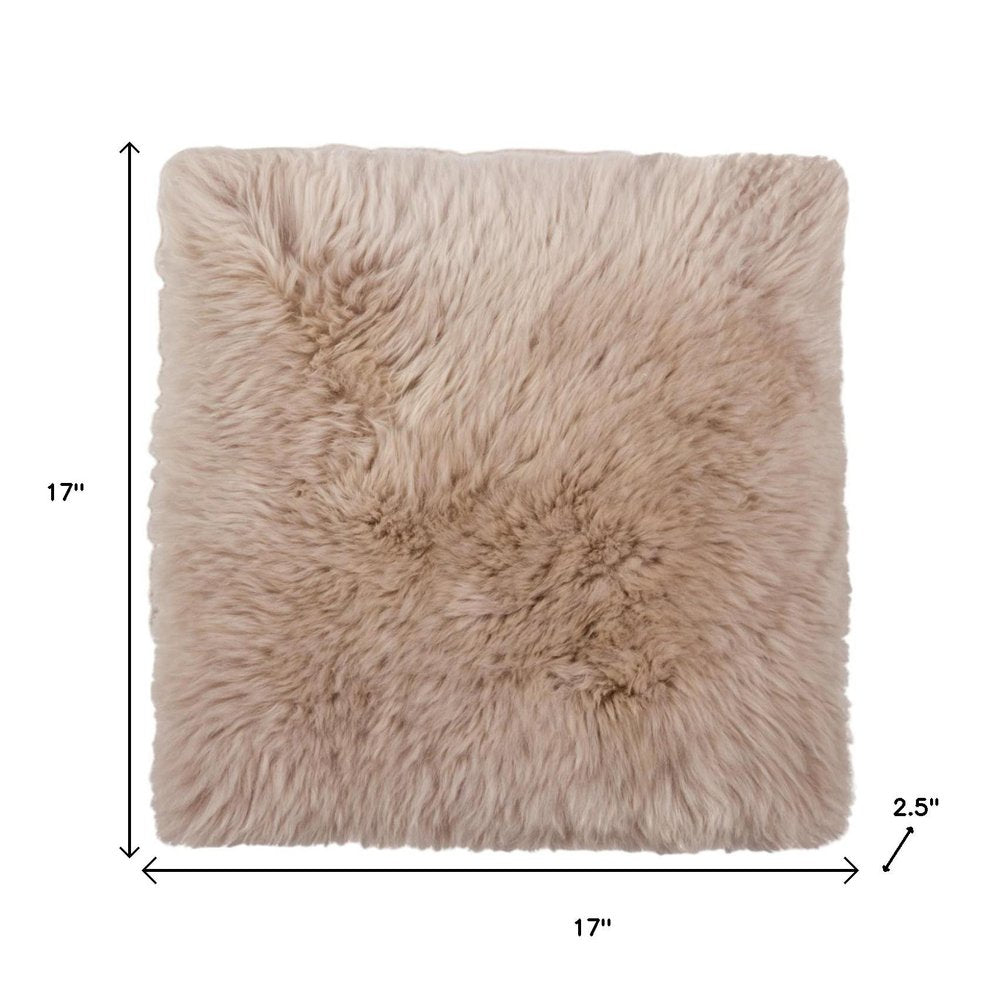 Set Of Two 17" X 17" Taupe Wool Solid Color Chair Pads HomeRoots