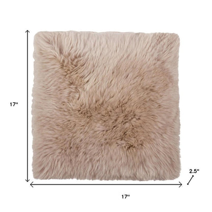 Set Of Two 17" X 17" Taupe Wool Solid Color Chair Pads HomeRoots