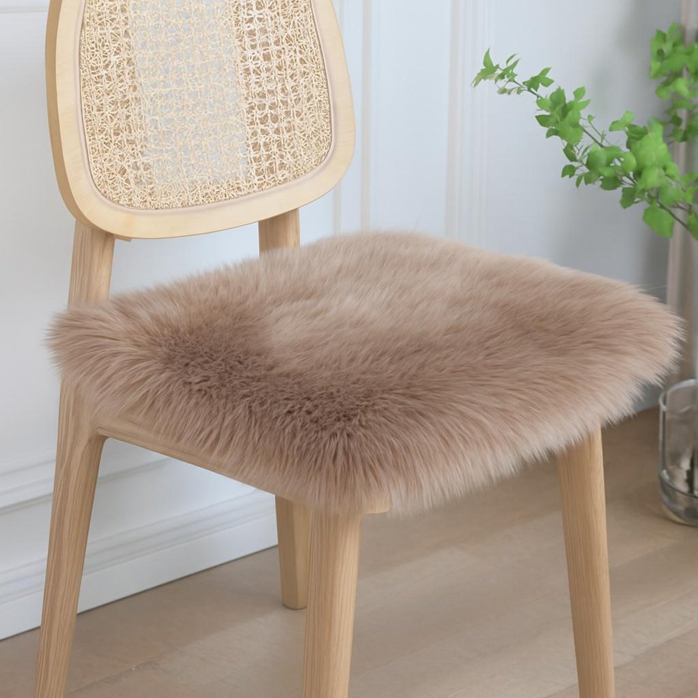Set Of Two 17" X 17" Taupe Wool Solid Color Chair Pads HomeRoots