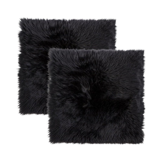 Set Of Two 17" X 17" Black Wool Chair Pads HomeRoots