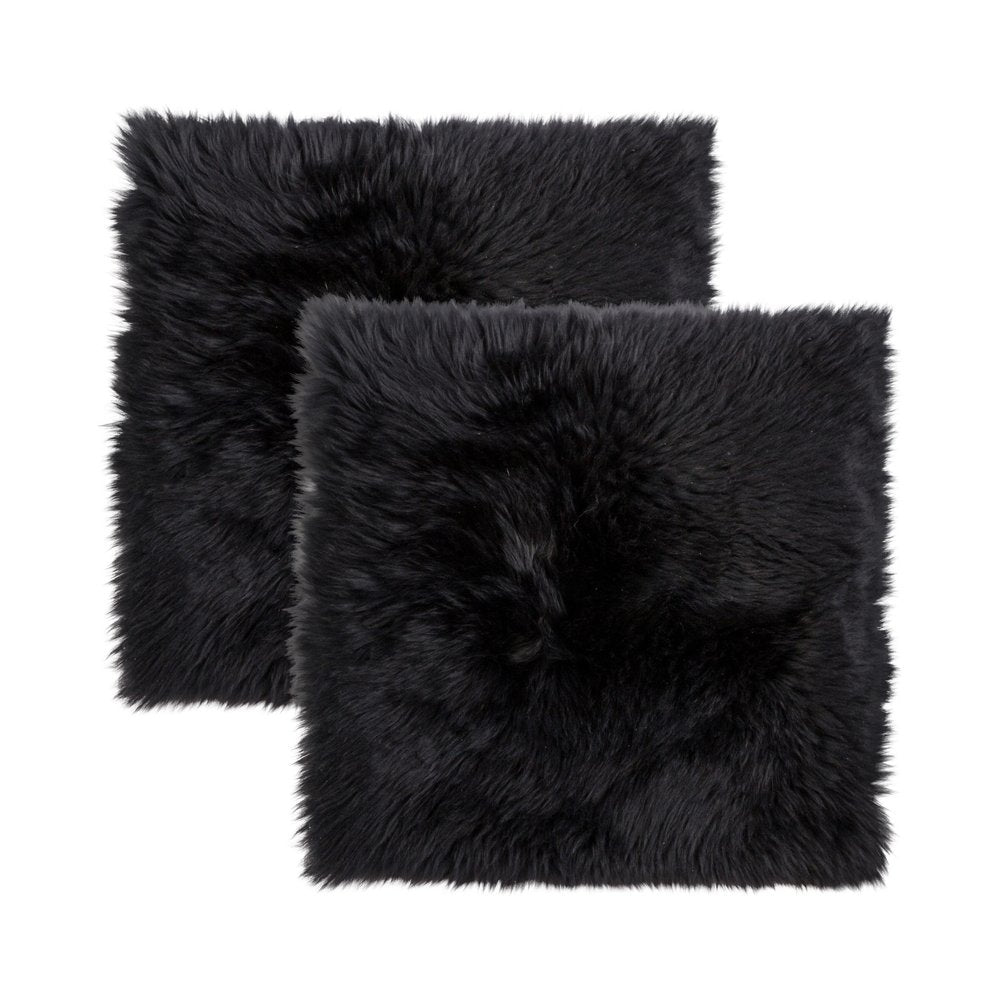 Set Of Two 17" X 17" Black Wool Chair Pads HomeRoots