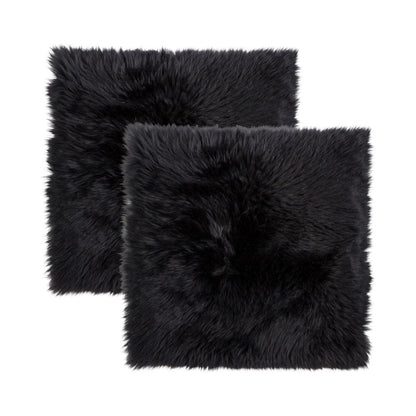 Set Of Two 17" X 17" Black Wool Chair Pads HomeRoots