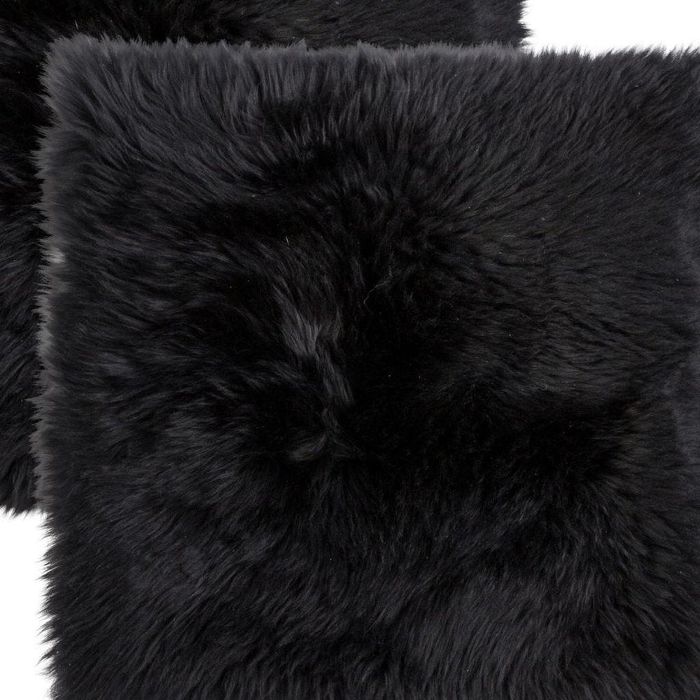 Set Of Two 17" X 17" Black Wool Chair Pads HomeRoots