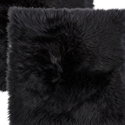Set Of Two 17" X 17" Black Wool Chair Pads HomeRoots