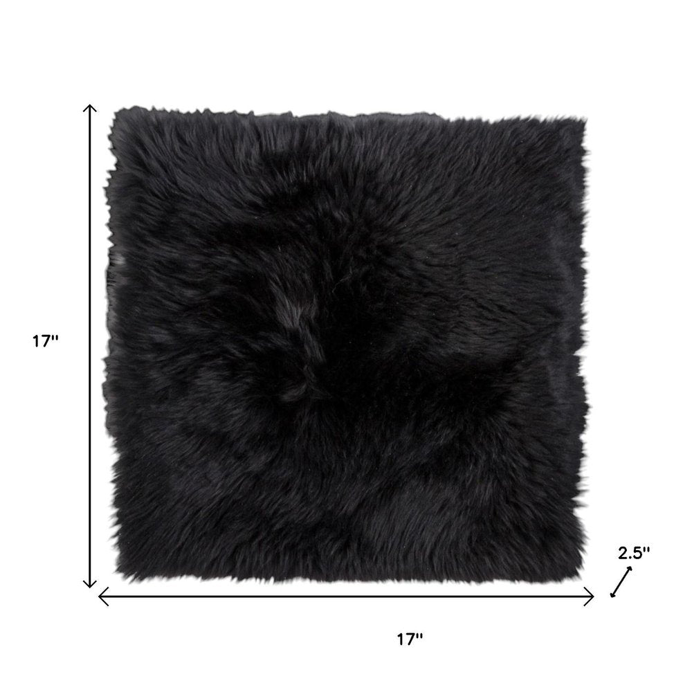 Set Of Two 17" X 17" Black Wool Chair Pads HomeRoots