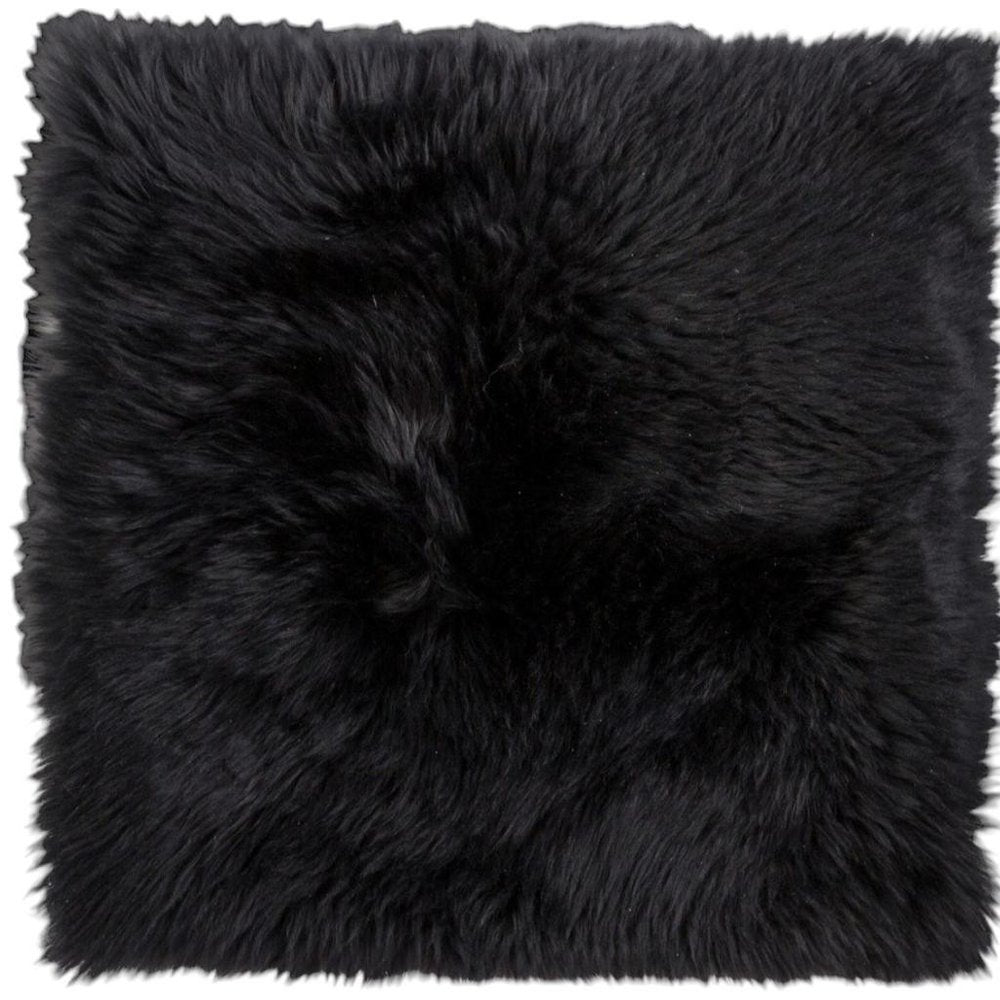 Set Of Two 17" X 17" Black Wool Chair Pads HomeRoots