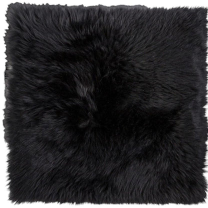 Set Of Two 17" X 17" Black Wool Chair Pads HomeRoots