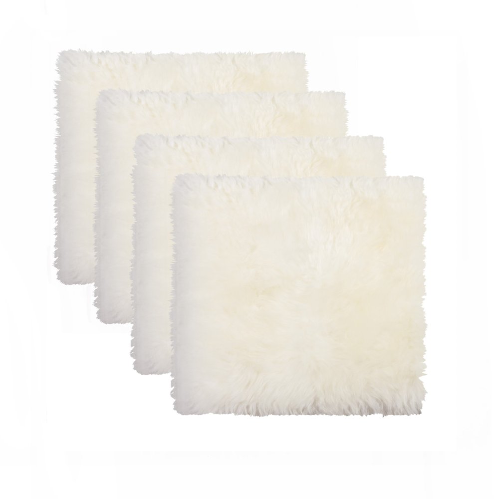 Set Of Four 17" X 17" Natural Wool Solid Color Chair Pads HomeRoots